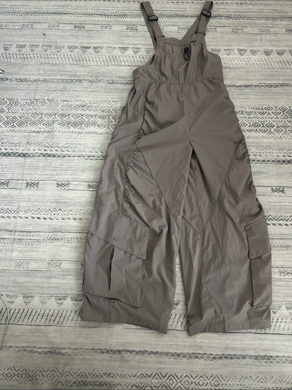 NWOT Free People Movement Women’s Taupe Cargo Wide-Leg Jumpsuit